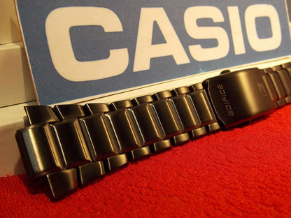 Casio Watchband EFA-131 D. Black PVD Steel Edifice Bracelet. Black Metal Band