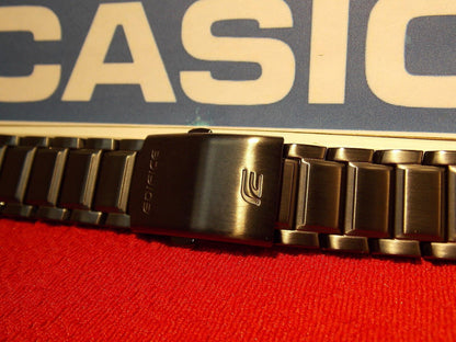 Casio Watchband EFA-131 D. Black PVD Steel Edifice Bracelet. Black Metal Band