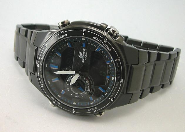 Casio Watchband EFA-131 D. Black PVD Steel Edifice Bracelet. Black Metal Band