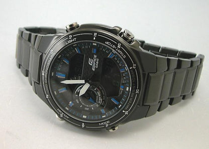 Casio Watchband EFA-131 D. Black PVD Steel Edifice Bracelet. Black Metal Band
