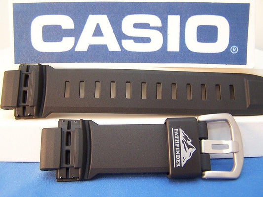 Casio Watchband PAW-5000 Pathfinder Solar Atomic Black Resin Strap. Watchband