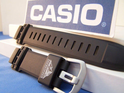Casio Watchband PAW-5000 Pathfinder Solar Atomic Black Resin Strap. Watchband