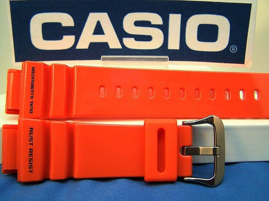 Casio Watchband G-9100 R-4. G-Shock Gulf Man Dual Illuminator Orange Resin Strap