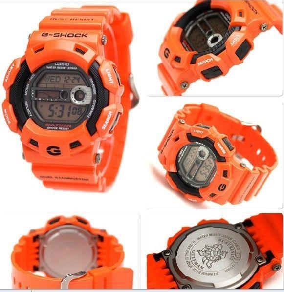 Casio watchband G-9100 R-4. G-Shock Gulf Man Dual Illuminator Orange Rub