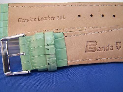 Extra Wide Leather Watchband. 24mm With Pins. Lt Green