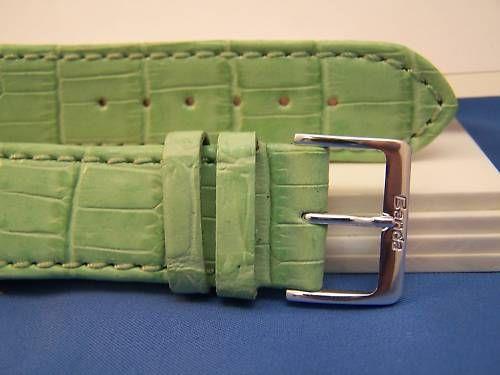 Extra Wide Leather Watchband. 24mm With Pins. Lt Green