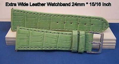 24mm Wide Lt Green Leathr .Genuine Leather.Good Quality Watchband