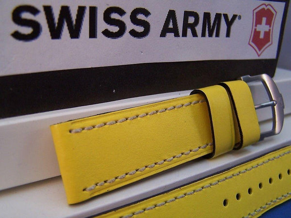 Swiss Army watchband Cavalier Yellow Italian Leather Man's 20mm w/Spring Bars