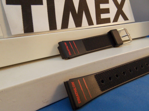 Timex watchband Triathlon Black Resin w Red Graphics 15mm