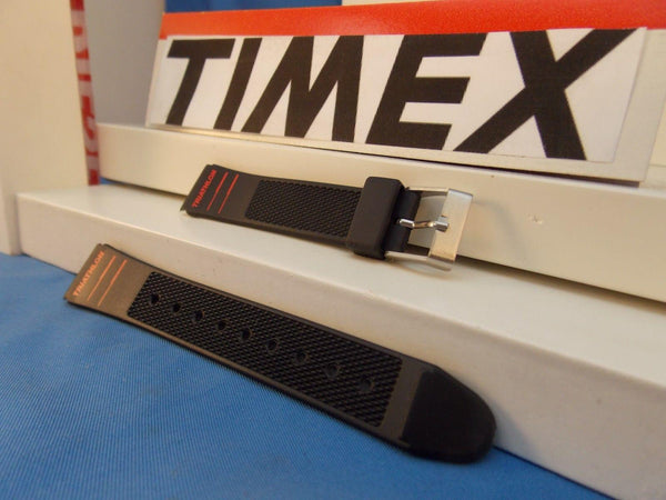 Timex watchband Triathlon Black Resin w Red Graphics 15mm