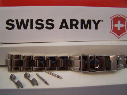 Swiss Army watchband Officers Ladies 15mm Bracelet Polished Steel Silver Tone