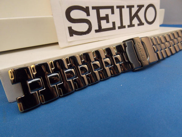 Seiko WatchBand SDWF17P Black and Gold Tone Bracelet w/Fold Safety Clasp buckle