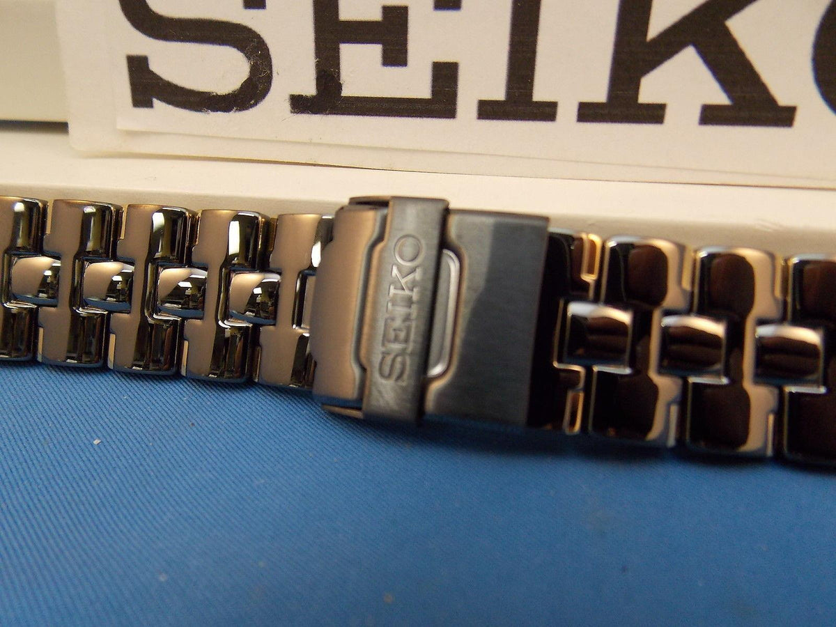 Seiko WatchBand SDWF17P Black and Gold Tone Bracelet w/Fold Safety Clasp buckle