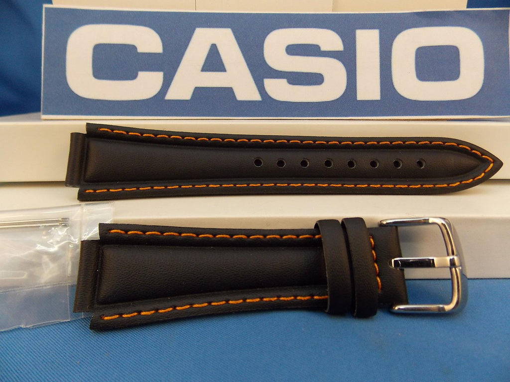 Casio watchband EF-308. Ef-301. Edifice Black Leather Orange