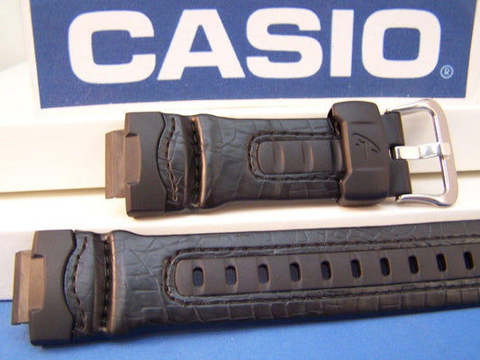 Casio Watchband G-304 Rl G-Shock Resin and Leather Strap Black. Watchband