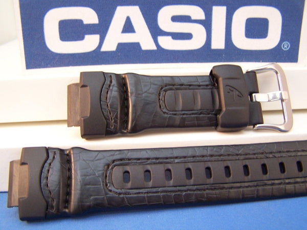 Casio watchband G-304 Rl G-Shock Resin and Leather  Black. Watchband