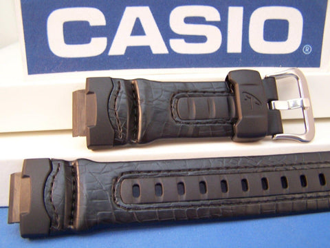 Casio watchband G-304 Rl G-Shock Resin and Leather  Black. Watchband