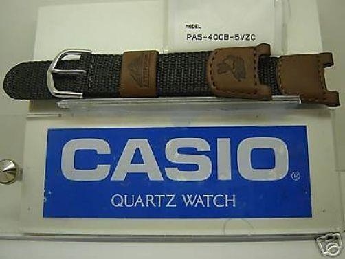 Casio watchband Pas-400B Patfinder Brown leather Gray nylon
