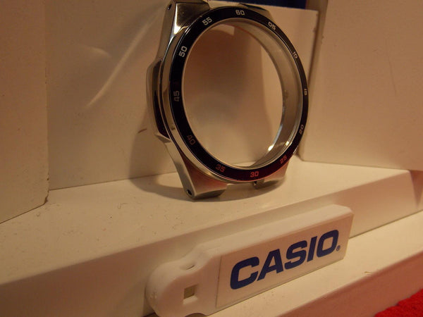 Casio Watch Parts  EF-340 : Case / Bezel / Crystal. Steel Silver Color