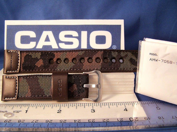 Casio watchband AMW-705 B.22mm" Hunting Time"  Military Brown Camouflage  w/Pin