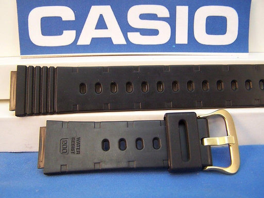 Casio Watchband DW-1200 Black Resin Strap With Casio Logo Gold Tone buckle