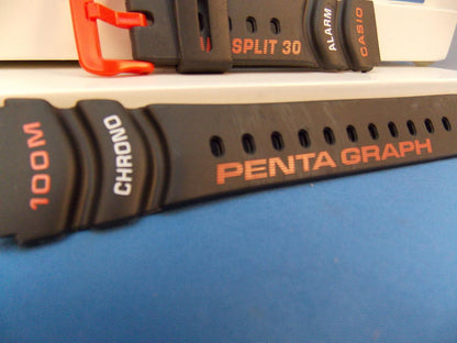 Casio Watchband PGW-30 -4 Pentagraph Lap Split 30 Orange/white Graphic Watchband