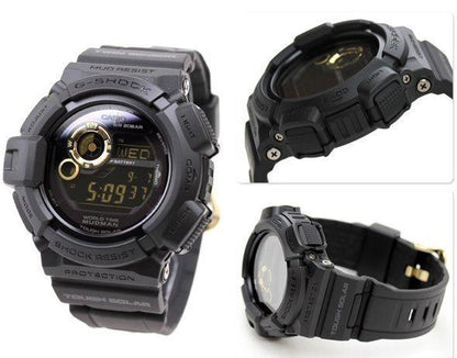 Casio Watchband G-9300 w/Gold Buckle Twin Sensor Tough Solar Black Resin Strap
