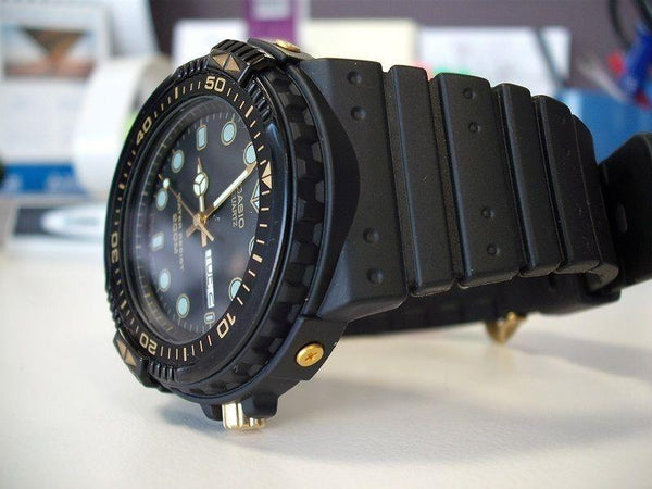 Casio watchband AQ-100. MRD-201 Steel buckle Original Black Resin