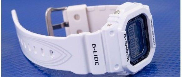 Casio Watchband GLX-5600 -7 G-Lide Shiny white G-Shock Watchband w/Graphics