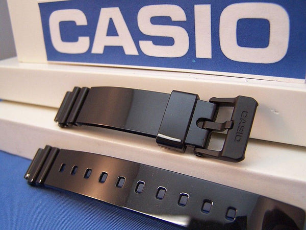 Casio watchband LRW-200 Polished Shiny Black Resin  14mm Ladies.Watchband
