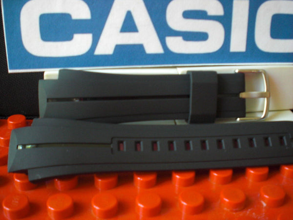 Casio watchband EFA-128 Black Resin  w/ Steel buckle and Attaching Pins