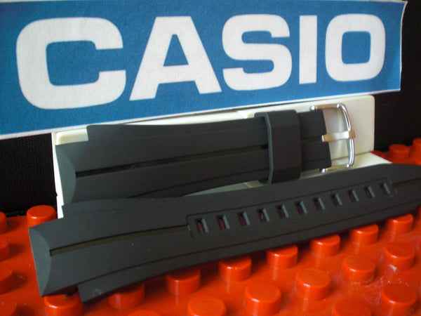 Casio watchband EFA-128 Black Resin  w/ Steel buckle and Attaching Pins