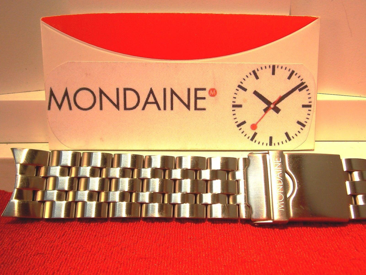 Mondaine Swiss Railways watchband 24mm Wide All Solid Steel Curved End Braclet