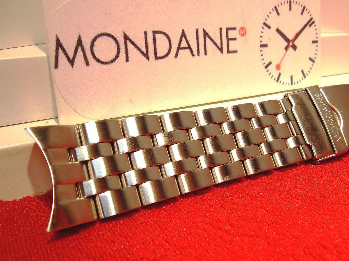 Mondaine Swiss Railways watchband 24mm Wide All Solid Steel Curved End Braclet