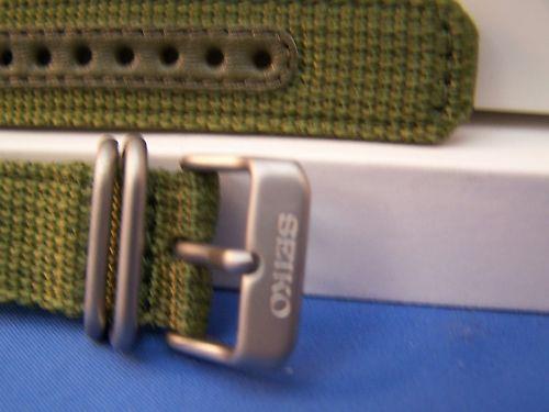 Seiko WatchBand SNK813 Military Green 18mm 2ply Fabric w/Steel Buckle/Keepers