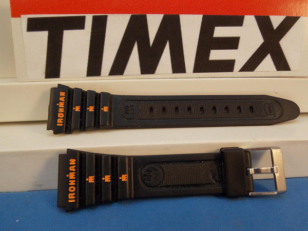 Timex Watch Band Original Ironman 8 Lap Memory Black Strap w/Orange Graphics