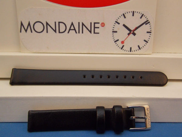 Mondaine Swiss Railways watchband FE3112. 12mm Wide  Black Leather  ladies
