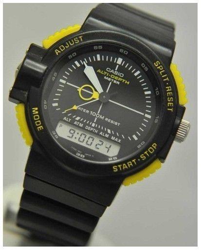 Casio Watchband ARW-320, AQ-130.Black Resin Strap For Alti-Depth Digital Analog