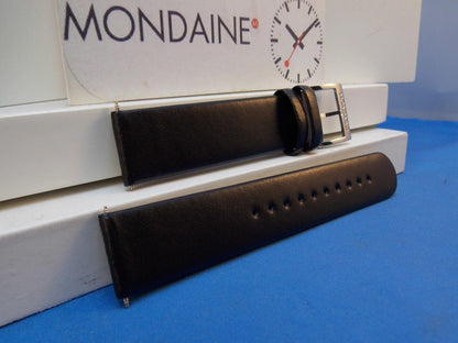 Mondaine Swiss Railways Watchband FE3118.20Q 18mm Black Leather w/Polished bkle