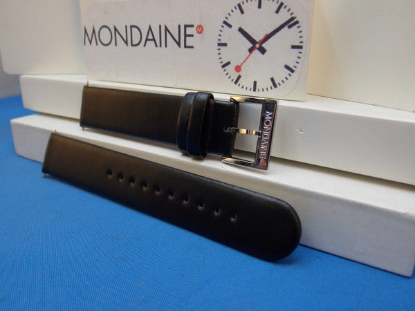 Mondaine Swiss Railways Watchband FE3118.20Q 18mm Black Leather w/Polished bkle