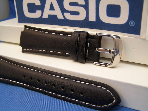 Casio watchband EF-501 L, EF-500 L Black Leather -  w/ Attach Pins