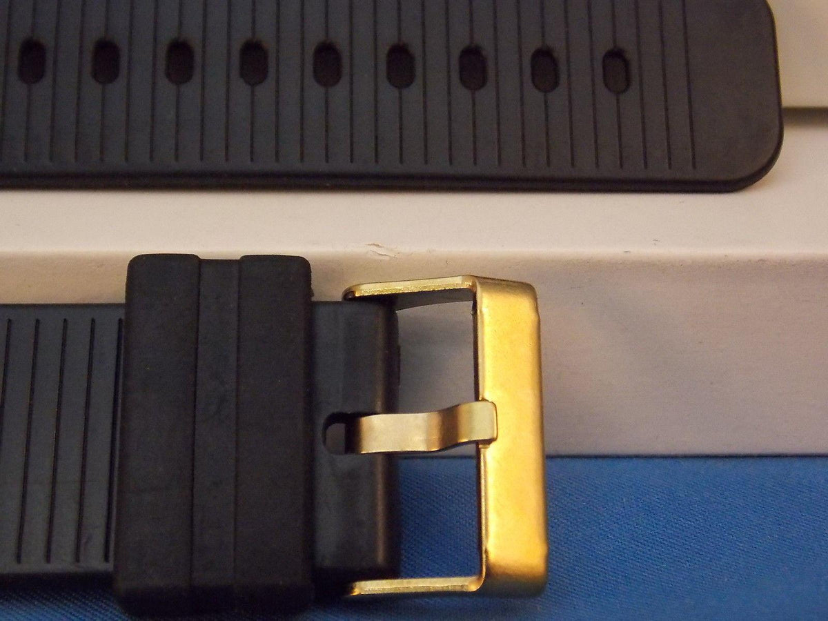 Casio Watchband MW-301 24mm Black Rubber Strap w/Gold Tone Buckle.