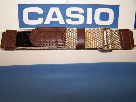 Casio Watchband AW-80 V-5BW. NylonGrip Sport Strap Brown / Tan. With Pins