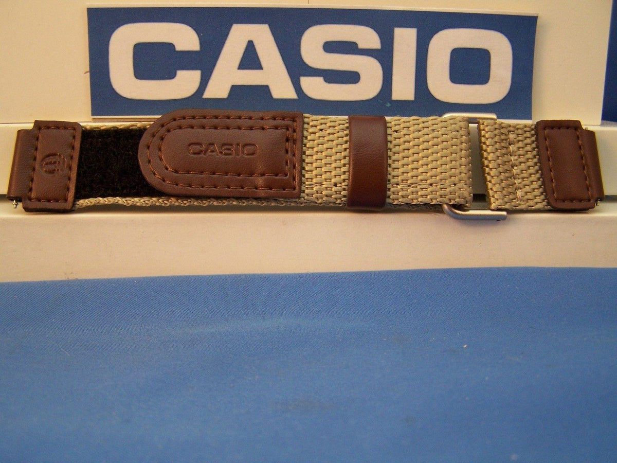 Casio Watchband AW-80 V-5BW. NylonGrip Sport Strap Brown / Tan. With Pins