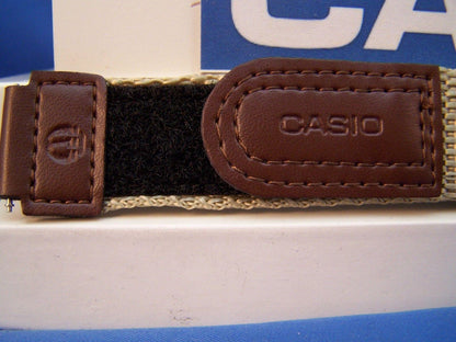 Casio Watchband AW-80 V-5BW. NylonGrip Sport Strap Brown / Tan. With Pins