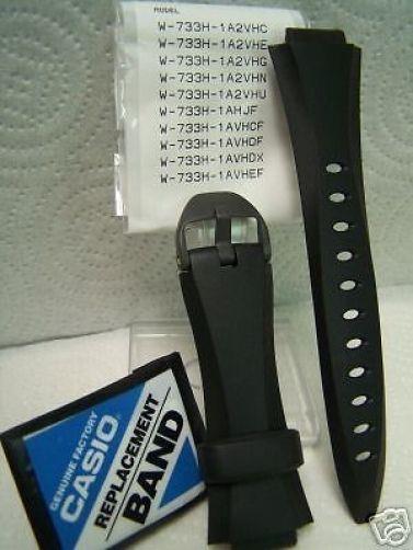 Casio watchband W-733 H Black Resin  with attaching pins