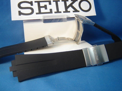 Seiko WatchBand SNA207 & SNL013 Black Resin Strap w/Push But Deployment buckle