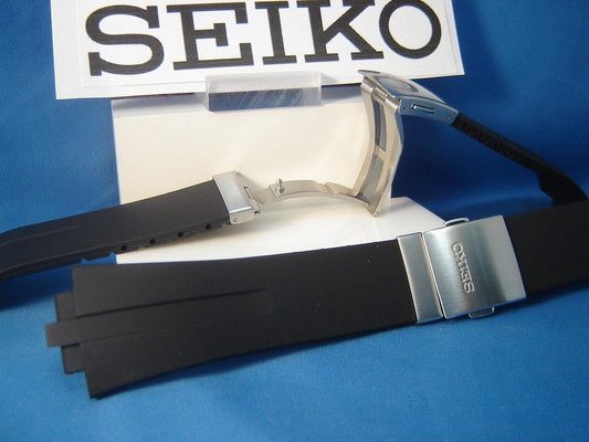 Seiko WatchBand SNA207 & SNL013 Black Resin Strap w/Push But Deployment buckle
