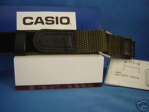 Casio Watchband AW-80 V-3 Black/Khaki Nylon Grip Sport Strap for 18mm Watches