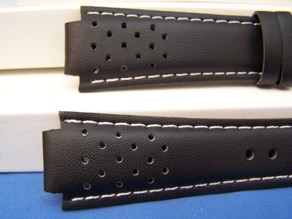 Casio watchband RL-300 L-2, Ef-307. Red Line Black Leather Watchband -w/Pins
